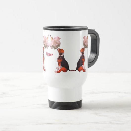 Beagle Welpe White Rose Niedlicher Hund Personalis Reisebecher (VorderseiteRechts)