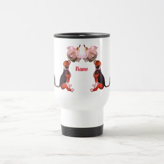 Beagle Welpe White Rose Niedlicher Hund Personalis Reisebecher (Mittel)