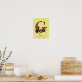 Beagle-Welpen Schmetterlinge Monogramm Anfangsbuch Poster (Küche)