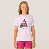 Beagle-Welpen Schmetterlinge Monogramm Initiale A T-Shirt (Vorne ganz)