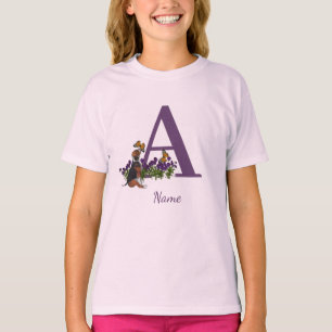 Beagle-Welpen Schmetterlinge Monogramm Initiale A T-Shirt