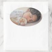 Beagle Welpen- und Kinderporträt Ovaler Aufkleber (Tasche)