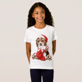 Beagle-Welpen-Weihnachten T-Shirt (Vorne ganz)