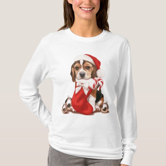 Beagle-Welpen-Weihnachten T-Shirt (Vorderseite)