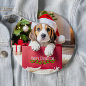 Beagle-Welpen-Weihnachtsdesign, Button (Beispiel)