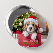 Beagle-Welpen-Weihnachtsdesign, Button (Vorne & Hinten)