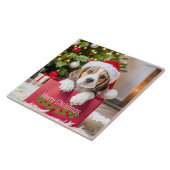 Beagle-Welpen-Weihnachtsdesign, Fliese (Seite)