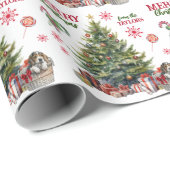 Beagle Welpenhund unter dem Weihnachtsbaum Geschenkpapier (Rolleneckpunkt)