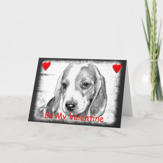 Beagle-WelpenhundValentinstag-Karte Feiertagskarte (Vorderseite)