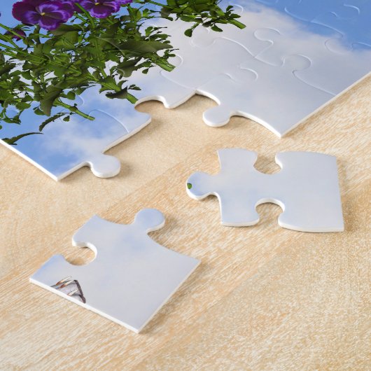 Beagle Welpenschmetterlinge Blume Personalisiert Puzzle (Seite)
