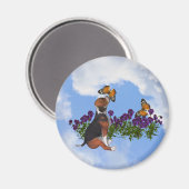 Beagle Welpenschmetterlinge Blume Tiermagazin Magnet (Vorderseite/Rückseite)