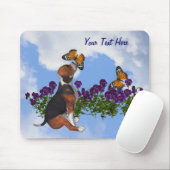 Beagle Welpenschmetterlinge Blume Tiermousepad Mousepad (Mit Mouse)