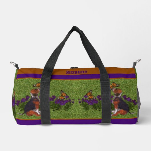 Beagle Welpenschmetterlinge Hunde Kunst Personalis Duffle Bag (Vorderseite)