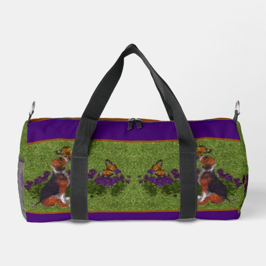 Beagle Welpenschmetterlinge Hunde Kunst Personalis Duffle Bag (Rückseite)