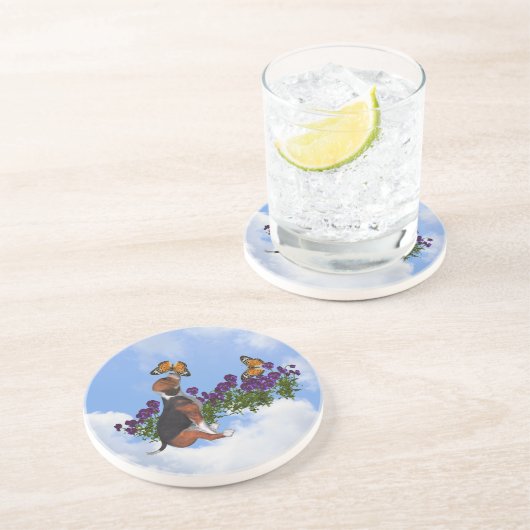 Beagle Welpenschmetterlinge Tierischer Untersetzer (Seite)