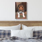 Beagle Welpenüberzogene Leinwand (Insitu (Schlafzimmer))
