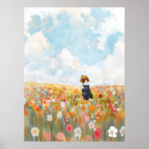 Beagle-Wildblumen-Wandkunst-Druck Poster