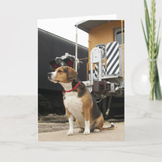 Beagle-willkommene Zuhause-Gruß-Karte - Zug-Depot Karte