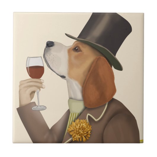 Beagle Wine Snob Fliese (Vorderseite)