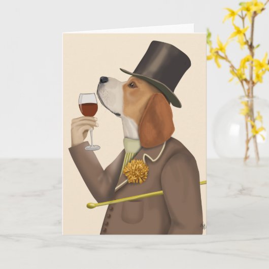 Beagle Wine Snob Karte (Gelbe Blume)