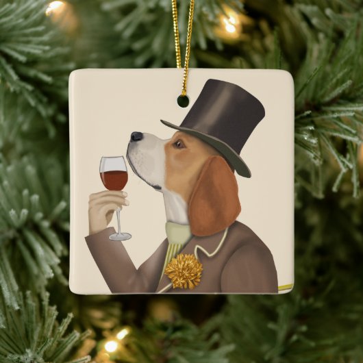 Beagle Wine Snob Keramikornament (Baum)