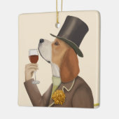 Beagle Wine Snob Keramikornament (Links)