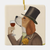 Beagle Wine Snob Keramikornament (Vorderseite)