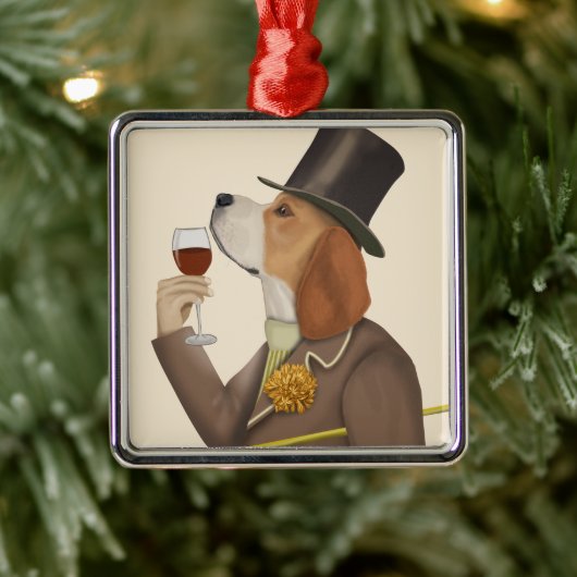 Beagle Wine Snob Ornament Aus Metall (Baum)