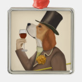 Beagle Wine Snob Ornament Aus Metall (Vorne)