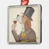 Beagle Wine Snob Ornament Aus Metall (Links)