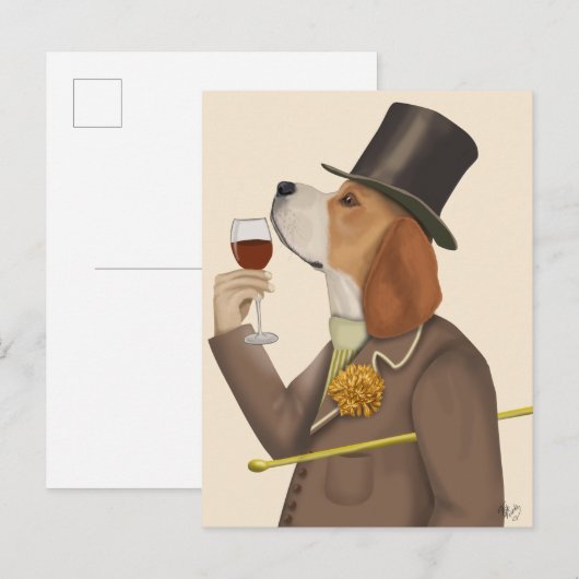 Beagle Wine Snob Postkarte (Vorne/Hinten)