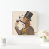 Beagle Wine Snob Quadratische Wanduhr (Zuhause)
