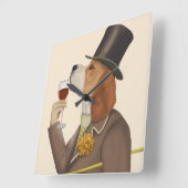Beagle Wine Snob Quadratische Wanduhr (Winkel)