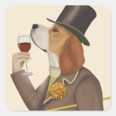Beagle Wine Snob Quadratischer Aufkleber (Vorderseite)