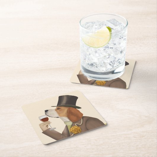 Beagle Wine Snob Rechteckiger Pappuntersetzer (Vor Ort)