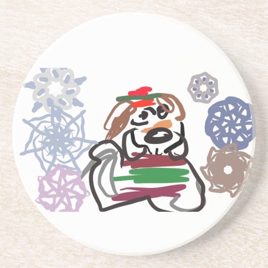 Beagle-Winter Getränkeuntersetzer (Vorne)