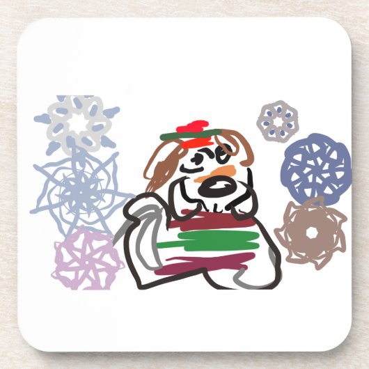 Beagle-Winter Getränkeuntersetzer (Vorderseite)