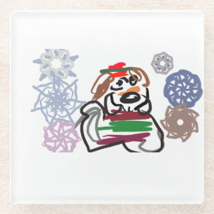 Beagle-Winter Glasuntersetzer