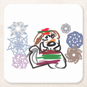 Beagle-Winter Rechteckiger Pappuntersetzer