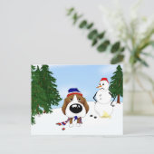Beagle Winter Szene Postkarte (Stehend Vorderseite)