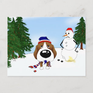 Beagle Winter Szene Postkarte