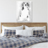 Beagle wird mit einem silbernen Hintergrund Gezeic Leinwanddruck (Insitu (Schlafzimmer))