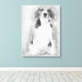 Beagle wird mit einem silbernen Hintergrund Gezeic Leinwanddruck (Insitu (Holzboden))