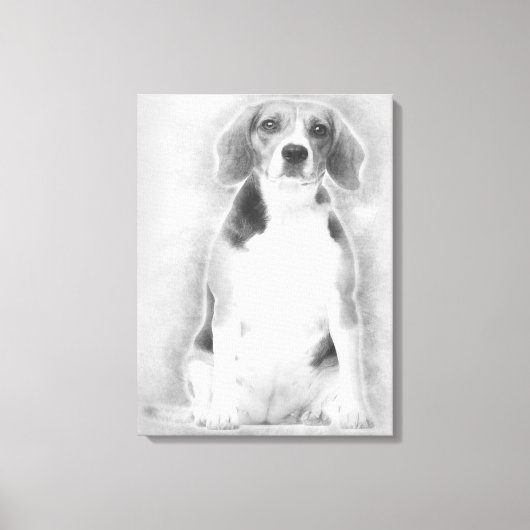 Beagle wird mit einem silbernen Hintergrund Gezeic Leinwanddruck (Vorderseite)