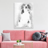 Beagle wird mit einem silbernen Hintergrund Gezeic Leinwanddruck (Insitu (Wohnzimmer))