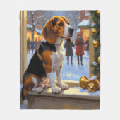 Beagle With Christmas Lights Holiday Fleecedecke (Vorderseite)
