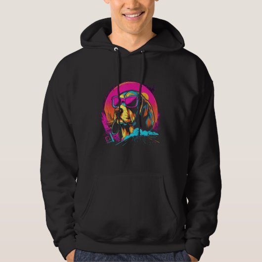 Beagle with Sunglasses Retro Design Hoodie (Vorderseite)