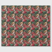 Beagle Wrapping Gifts Christmas Painting Geschenkpapier (Flach)