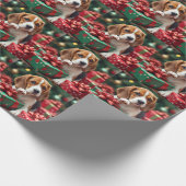 Beagle Wrapping Gifts Christmas Painting Geschenkpapier (Ecke)