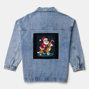Beagle Xmas Beleuchtung Santa Reitet Beagle Hund C Jeansjacke